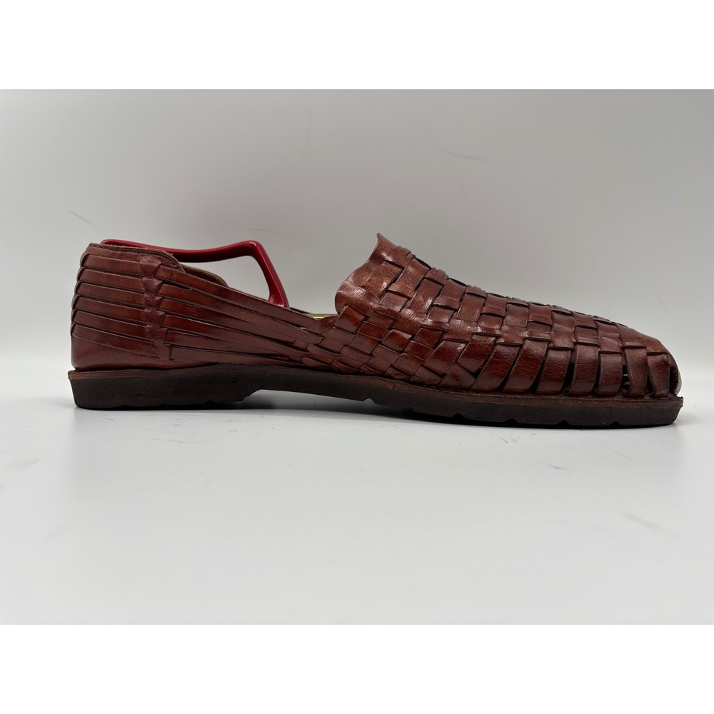 Nordstrom Handwoven Men's Brown Leather Huarache Woven Sandals Shoes Size 13 - Picture 14 of 16